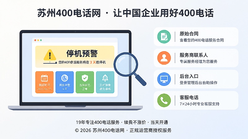 收到400电话停机续费通知时，应通过正式服务渠道核验