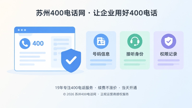 号码信息、接听身份与权限记录的扁平化信息卡插画